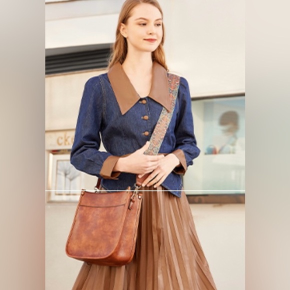 HKCLUF Crossbody Women’s Vegan Leather Hobo Bag 2‎ Adjustable Guitar Straps - Picture 3 of 16